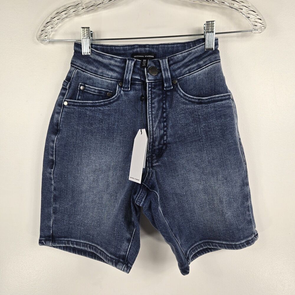 Universal Standard Women's Size 00 Blue Denim Shorts 7 Inch Inseam NWT